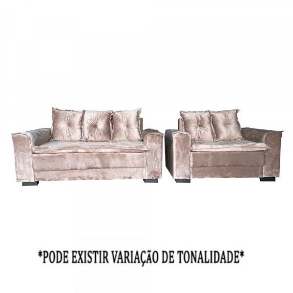 CJ ESTOFADO BOMFLEX 2/3 LUGARES HAITI BEGE VELUDO ASTECA 04