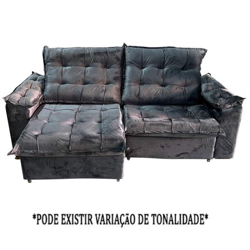 ESTOFADO BOMFLEX GRECIA RETRATIL CINZA VELUDO ASTECA 09