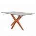 CJ MESA 4C AGN ANNA RETANGULAR 116X80 C/VIDRO CAD LARISSA MADEIRA/OFF WHITE
