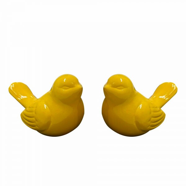 DUPLA DE PASSAROS CERAMICA AMARELO