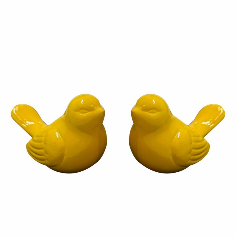 DUPLA DE PASSAROS CERAMICA AMARELO
