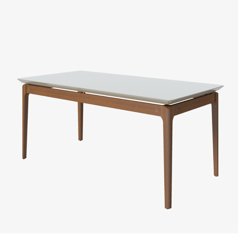 MESA IMCAL WIND 1.6 C/ VIDRO RETANGULAR OFF WHITE / NATURE