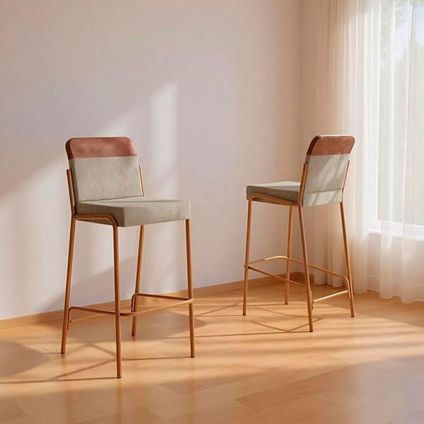 CJ 02 BANQUETAS CARRARO DUO 1753 COURINO CARAMELO/AREIA C/ TUBO ROSE