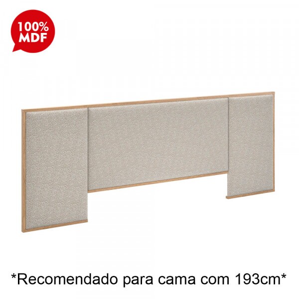 CABECEIRA DE CASAL ROBEL CONCEPT 1.93 C/2 PAINEIS LATERAIS ESTOFADA HANOVER/TEC BUCLE