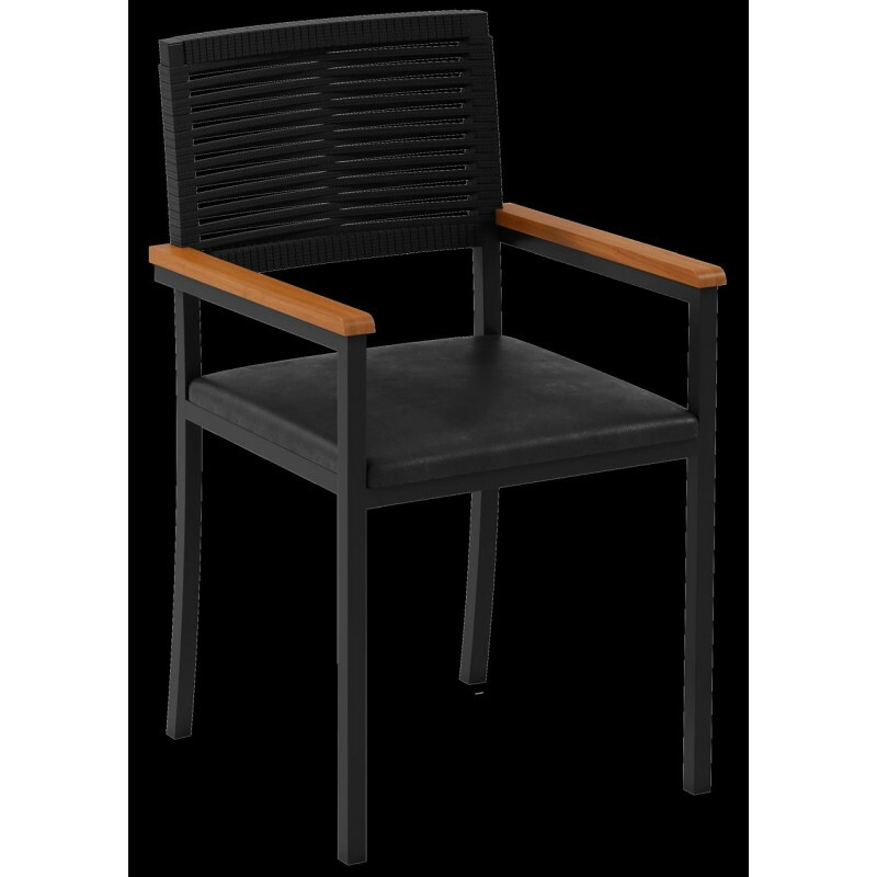 CADEIRA PAONANDA VIENA C/BRACO C/CORDA PRETO FOSCO