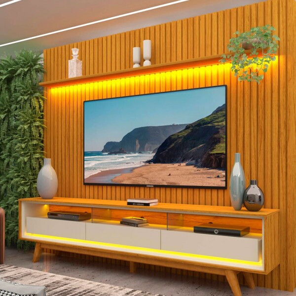 COMBO RACK PAINEL GELIUS REQUINTE 212 NOBRE 2.3 C/LED NATURALE/OFF WHITE