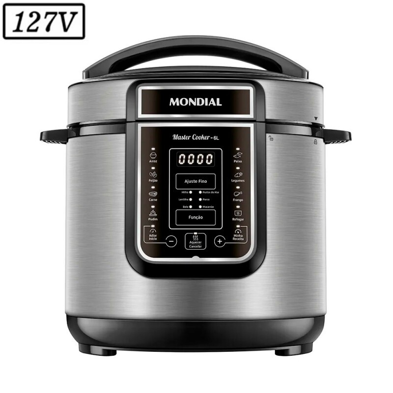 PANELA DE PRESSAO ELETRICA MONDIAL PE-60-6L-I DIGITAL MASTER COOKER 6L 1000W 127V PRETO/INOX