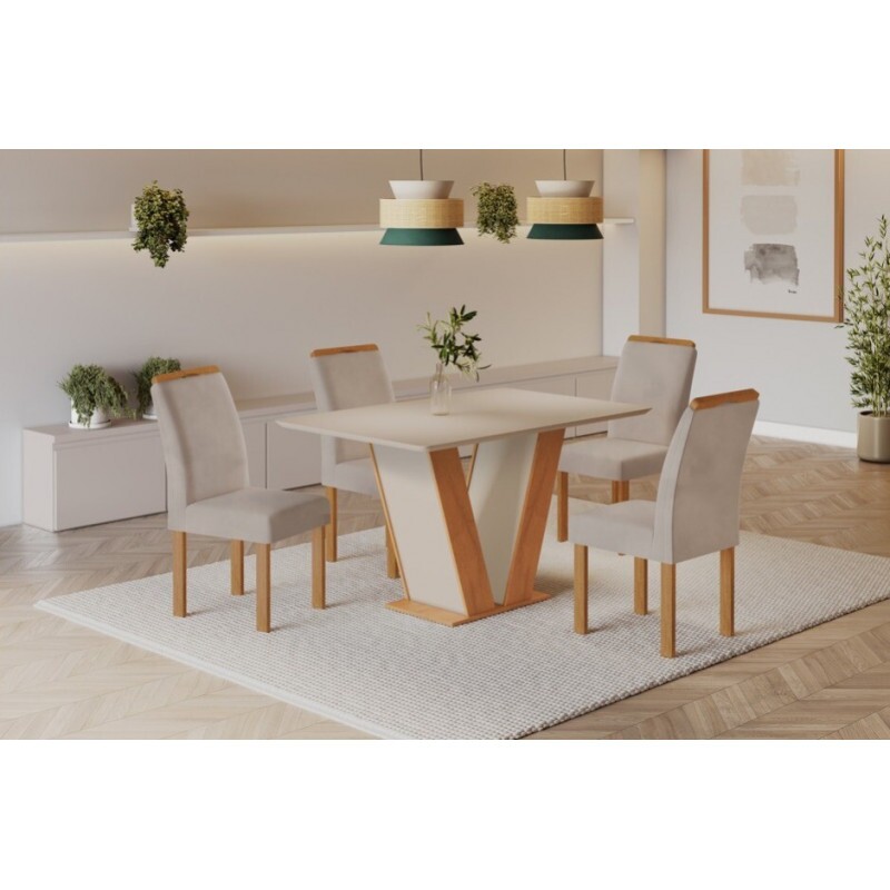 CJ MESA 4C CEL MOVEIS QATAR RETANGULAR 120X80 TAMPO LONDRES PLUS S/VDO CAD.LONDRES TEC 169 CINAMOMO/OFF