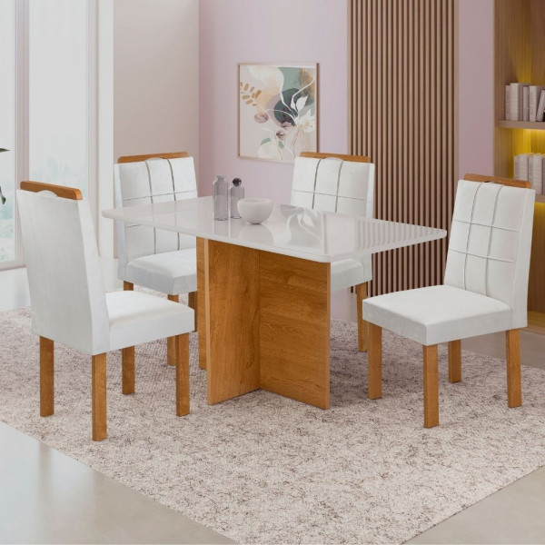 CJ MESA 4C CEL MOVEIS SALINAS RETANGULAR 120X80 TAMPO LONDRES PLUS C/VDO CAD. SALINAS TEC 169 OFF/CINAMOMO