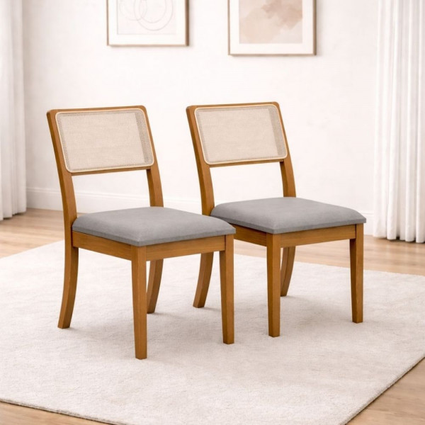 CJ 02 CADEIRAS KAPPESBERG LOLA TELA BEGE/LINHO GELO