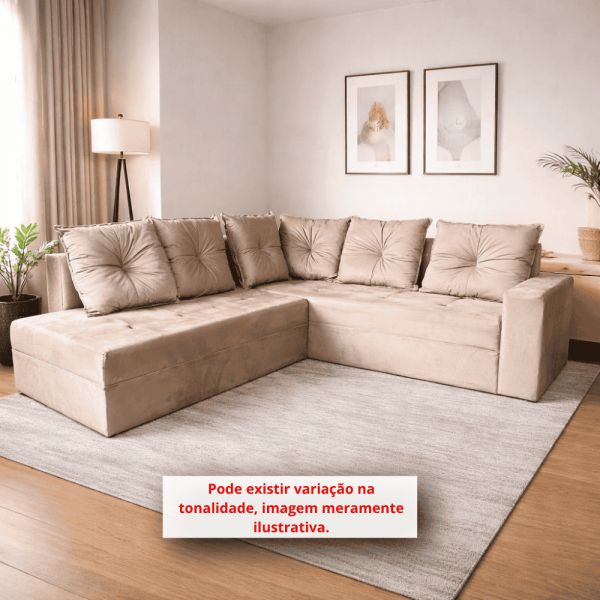 ESTOFADO RG LUGARES PETROLINA C/CHAISE CANTO BEGE